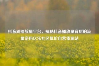 抖音刷播放量平台，揭秘抖音播放量背后的流量密码亿乐社区低价自营货源站