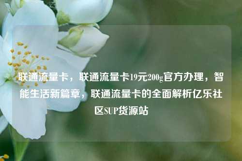 联通流量卡	，联通流量卡19元200g官方办理，智能生活新篇章，联通流量卡的全面解析亿乐社区SUP货源站  第1张