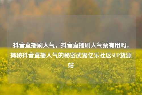 抖音直播刷人气，抖音直播刷人气票有用吗	，揭秘抖音直播人气的秘密武器亿乐社区SUP货源站  第1张