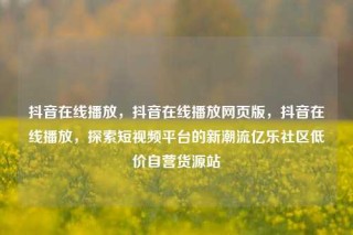 抖音在线播放，抖音在线播放网页版，抖音在线播放，探索短视频平台的新潮流亿乐社区低价自营货源站