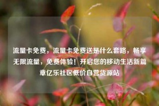 流量卡免费，流量卡免费送是什么套路，畅享无限流量，免费体验！开启您的移动生活新篇章亿乐社区低价自营货源站