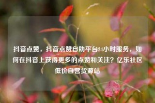 抖音点赞，抖音点赞自助平台24小时服务，如何在抖音上获得更多的点赞和关注？亿乐社区低价自营货源站