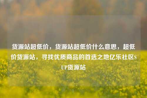 货源站超低价，货源站超低价什么意思，超低价货源站，寻找优质商品的首选之地亿乐社区SUP货源站  第1张