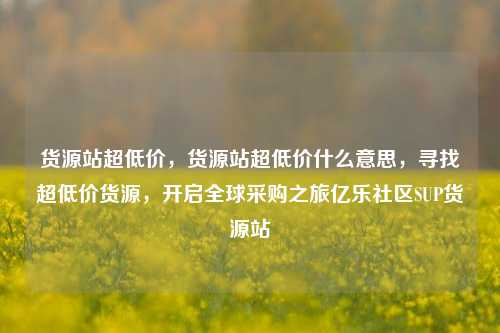 货源站超低价	，货源站超低价什么意思，寻找超低价货源，开启全球采购之旅亿乐社区SUP货源站  第1张