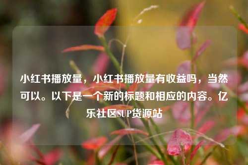 小红书播放量，小红书播放量有收益吗	，当然可以。以下是一个新的标题和相应的内容	。亿乐社区SUP货源站  第1张